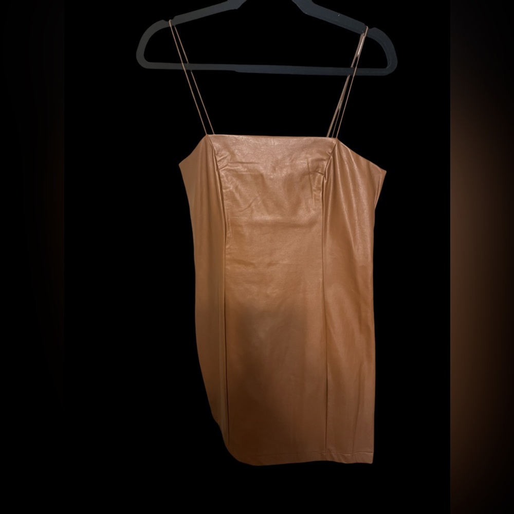 NWT Wild Fable brown feaux leather mini dress, M
